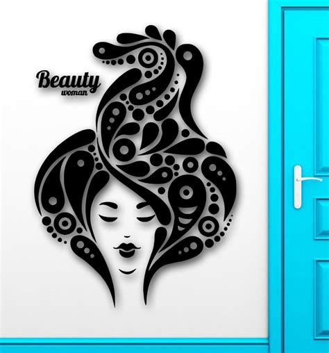 Wall Sticker Vinyl Decal Beautiful Woman Abstract Hair Beauty Salon Spa