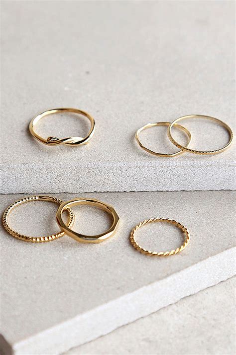 Cute Gold Rings Ring Set Engraved Ring Set 1600 Lulus