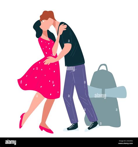 Kiss Couple Airport Stock Vector Images Alamy