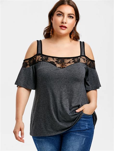 Aliexpress Com Buy Wipalo Plus Size Sheer Lace Panel Women T Shirt