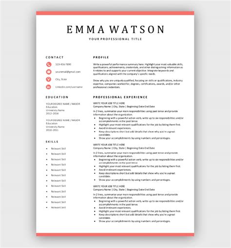 Simple Resume Template Download For Free