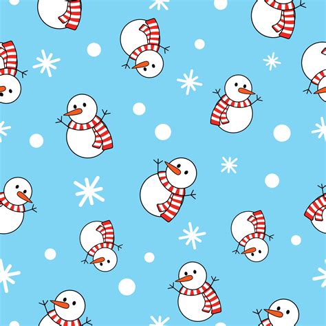 Snowman Cartoon Pattern Seamless For Wrapping Paper Wallpaper Poster