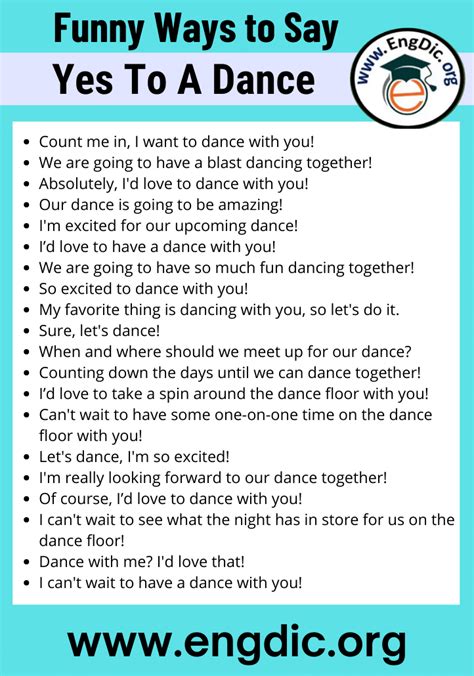 100 Funny Ways To Say Yes To A Dance Engdic