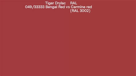 Tiger Drylac 049 33333 Bengal Red Vs RAL Carmine Red RAL 3002 Side By