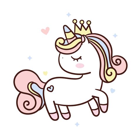 Cute Unicorn Cartoon Pony Cartoon Kawaii Animal Child Character