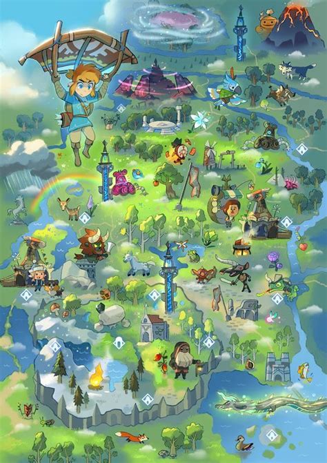 Map Of The Wild Botw Zelda In 2020 Legend Of Zelda Breath Legend