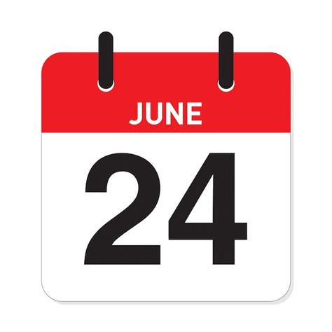 24 De Junio Calendario Vector Premium