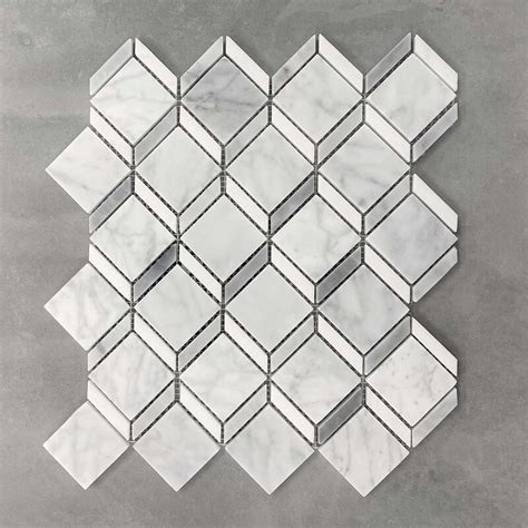 3d Cube Honed Carrara Marble Mosaic 7590 Tile Factory Outlet