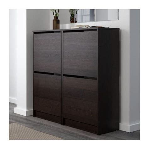 Ikea Bissa Black Brown Shoe Cabinet With 2 Compartments Shoe Cabinet