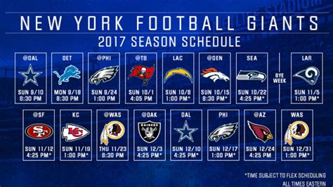 New York Giants 2017 Schedule Released