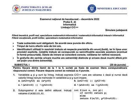 Simulare Bac Subiectele Pe Care Le Au Avut De Rezolvat Elevii Din