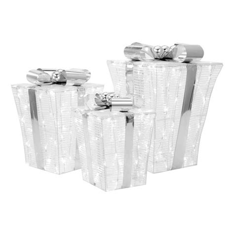 Holiday Living 28 In T Boxes Sculpture With White Led Lights In The