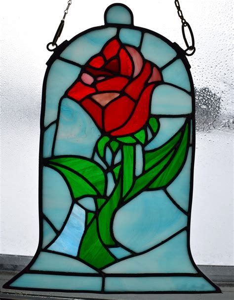 Beauty And The Beast Rose Stained Glass Blue Retak By Autobotwonko On