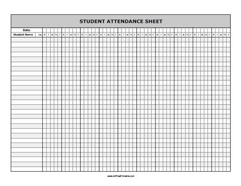 Free Printable Student Attendance Sheet Attendance Sheet Student