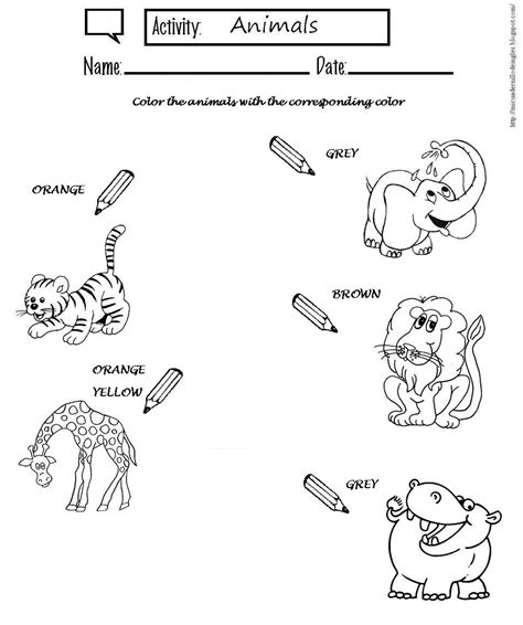 Mi cuadernillo de inglés: Color the animals with the ...