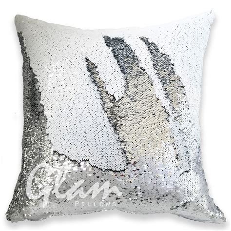 White And Silver Reversible Sequin Glam Pillow Glam Pillows
