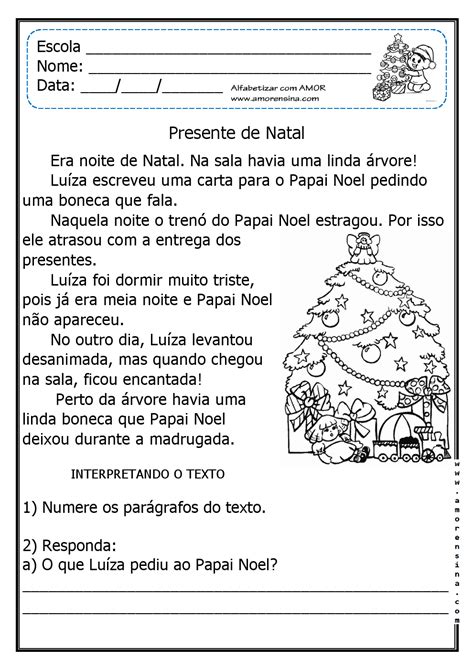 Presente De Natal Texto E InterpretaÇÃo 1º Ano 2º Ano
