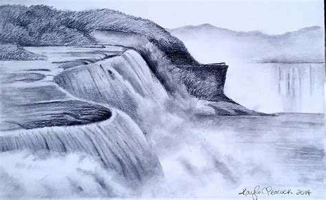 Beautiful Pencil Drawings Of Waterfalls