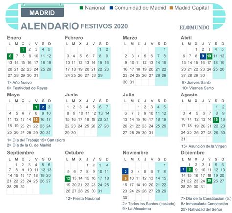 Calendario Laboral 2020 En Madrid Capital Festivos Y Puentes Madrid