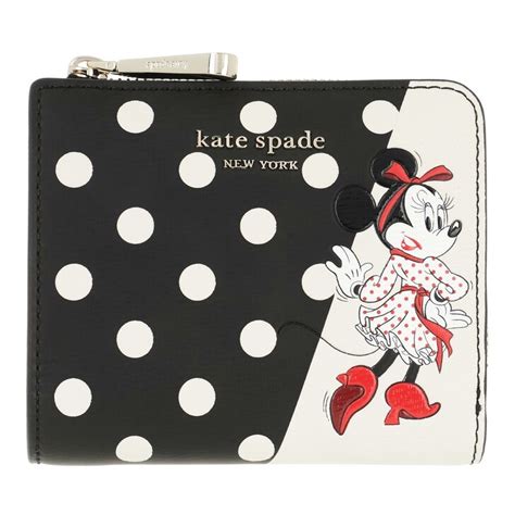 Kate Spade New York Small Minnie Mouse Bi Fold Wallet In Black Fashionette