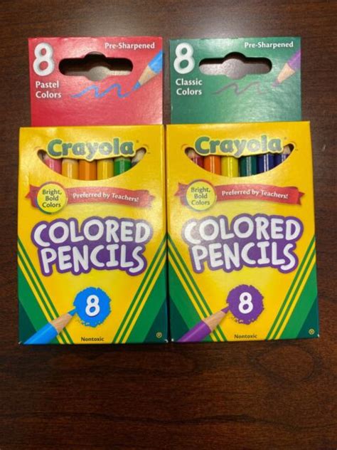 2 Pack Crayola Colored Pencils Mini 8 Count Classic And Pastel Colors