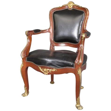 Nationalbusinessfurniture.com has been visited by 10k+ users in the past month Leather French Louis XV Bronze Mounted Open Armchair Desk ...