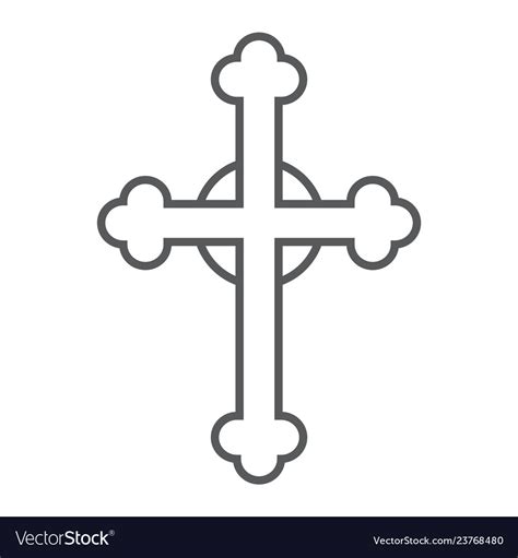 Cross Thin Line Icon Church And Religion Vector Image