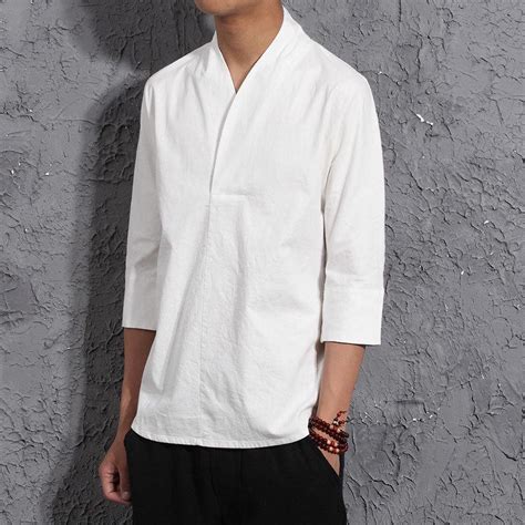 men solid harajuku summer shirts 2019 streetwear linen shirt mens fashions male chinese style