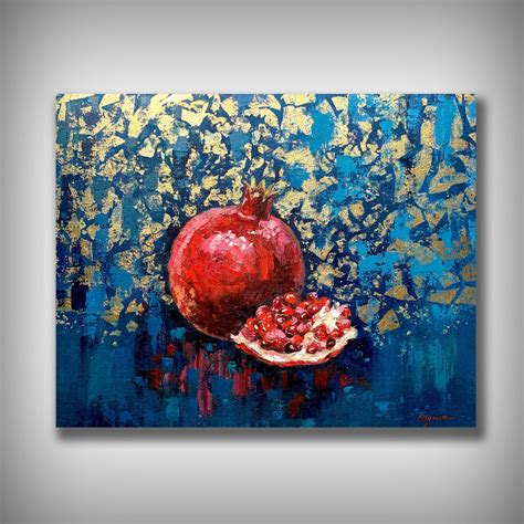 Pomegranate Art Original Pomegranate Painting Pomegranate Wall Etsy