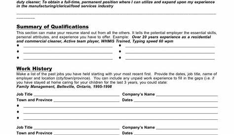 Resume Preparation Worksheet — db-excel.com