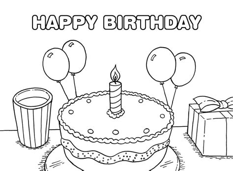 Color pictures of piñatas, birthday cakes, balloons, presents and more! 25 Free Printable Happy Birthday Coloring Pages