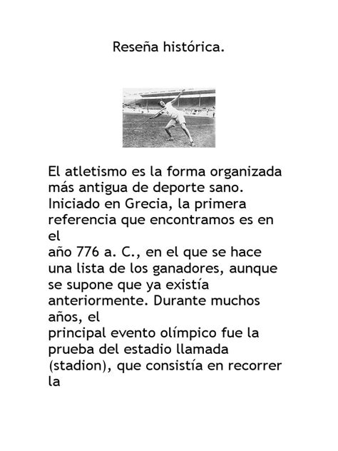 Reseña Histórica Del Atletismo Pdf Deportes Deportes Atléticos