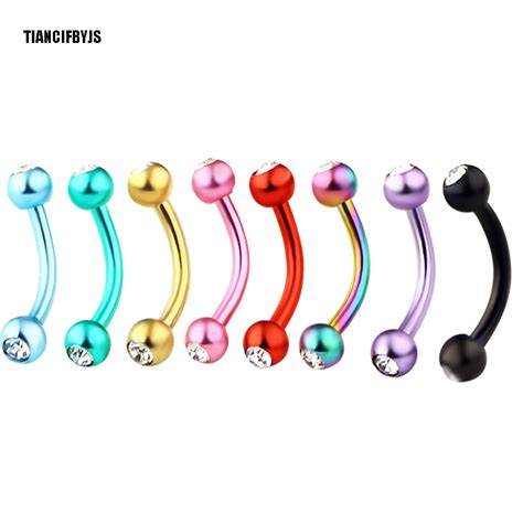 Tiancifbyjs Wholesale Mix Colors Eyebrow Ring Septum Stainless Steel Labret Eyebrow Bar