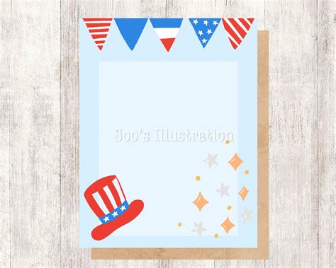 4th Of July Paper 4th Of July Letterhead Printable Etsy Australia