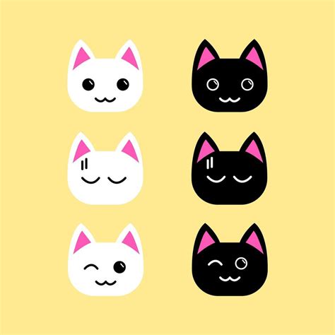 Cute Cartoon Cat Head Set 1228496 Download Free Vectors Clipart