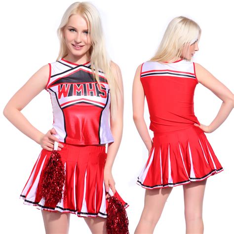 Glee Club Style Cheerios Cheer Girl Costume Adult Cheerleader Outfit Poms New Ebay
