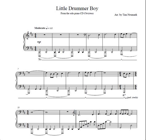 Print little drummer boy sheet music. Tim's Store: Little Drummer Boy