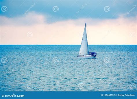 Sailing Yacht In The Blue Calm Sea Stock Photo Image Of Yacht