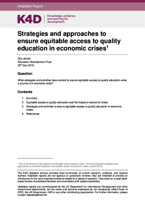 Strategies And Approaches To Ensure Equitable Access To Quality
