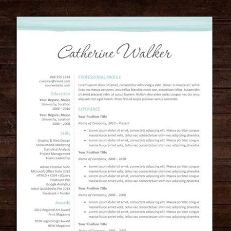 A Professional Resume Template With Blue Accents On The Top And Bottom