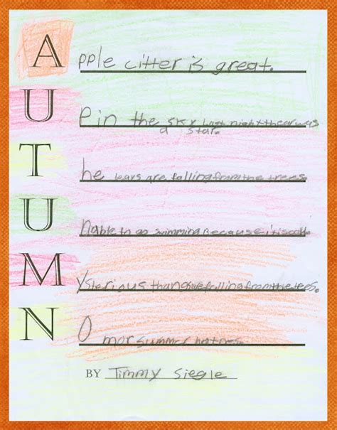 Third Grade Stars Autumn Acrostic Poems