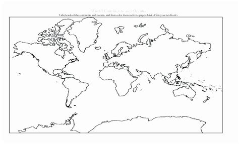 Label Continents And Oceans Printable Continent Map Coloring Sheet
