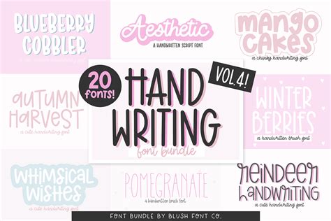 Handwriting Font Bundle Vol 4 By Blush Font Co Thehungryjpeg
