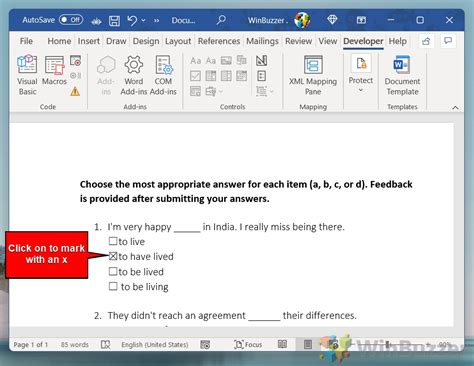 How To Add A Checkbox In Word Winbuzzer