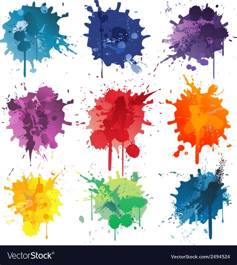 Colorful Abstract Ink Paint Splats Royalty Free Vector Image