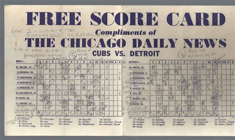 Lot Detail 1945 World Series Cubs Vs Tigers Unofficial Scorecard