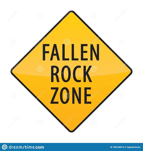 Falling Rock Zone Warning Sign Vector Illustration Decorative Design