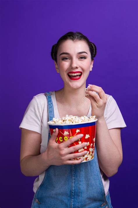 Girl Watch Favorite Comedian Tv Show Hold Popcorn Bucket Isolated