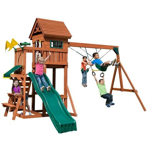 Swing N Slide Playsets Playful Palace Complete Wooden Outdoor Playset