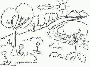 Gambar pemandangan rumput gurun gunung awan menanam. Contoh Gambar yang Belum Diwarnai dengan Crayon - BLOG ...